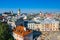 Lublin. Poland. Aerial view of old town. Touristic city center of Lublin bird`s eye view. Popular tourist destinations from above