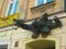 Lublin, Poland October 22, 2011: A small dragon sits on the wall above the entrance to the house
