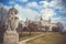 Lublin, Poland - oil painting on canvas. Landscape in the old town with the castle in the background.