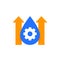 lubricant icon with arrows and a gear
