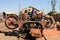 Lubumbashi, Democratic Republic of Congo, 21st June 2005: Group of carpenters posing for the camera while operating a timber saw