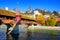 Lucerne city, Spreuer bridge and Old town wall towers, Switzerland