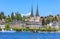 Lucerne cityscape with the towers of the Church of St. Leodegar