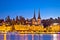 Lucerne lake waterfront and historic architecture evening view