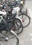 Lucerne, LU / Switzerland - November 9, 2018: many different makes and types of bicycles crowd the bicycle parking lot at Lucerne