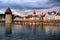 Lucerne old town on dramatic sunset, Switzerland