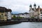 Lucerne panoramic view, church and old building