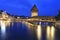 Lucerne skyline and Lachapel Bridge at dusk, Swiss