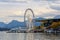 Lucerne, Switzerland-October 18,2019:View of Landscape and Lucerne wheel is landmark near the river in Lucerne, Switzerland
