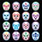 Lucha Libre Mexican wrestling masks icons on black