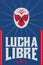 Lucha Libre, Wrestling spanish text Mexican wrestler mask design