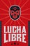 Lucha Libre, Wrestling spanish text Mexican wrestler mask design