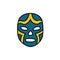 Luchador mask doodle icon, vector color line illustration