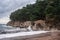 Lucice beach near Petrovac, Montenegro. Winter cloudy day. popular tourist destination. Lucice Beach on Montenegro, Amazing