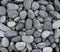 Lucido Nero black natural pebble background. Texture of black smooth stones. Natural pebbles for landscaping