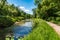 Lucina river with bike path in Ostrava city in Czech republic