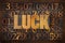 Luck word in wood type