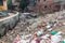 LUCKNOW, INDIA - FEBRUARY 3, 2017: Polluted stream in Lucknow, Uttar Pradesh state, Ind