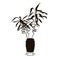 Lucky bamboo in plant stand silhouette in black color