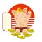 Lucky cat. A cat waving hand paw. smiling character and mascot bringing fortune and wealth. Vector illustration.
