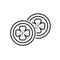 Lucky Coins Outline Flat Icon on White