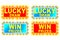 Lucky draw and win prizes typographic on glowing banner