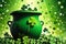 Lucky Embrace: Four-Leaf Clover Dominating the Foreground, Symbols of St. Patrick\\\'s Day Scattered Throughout Illustration