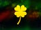 Lucky four leaf clover icon abstract bokeh dark background