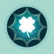 Lucky four leaf clover icon magical glassy sunburst blue button sky blue background
