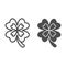 Lucky four leaf clover line and solid icon. Irish shamrock for fortune outline style pictogram on white background
