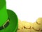 Lucky green hat with golden coins for Saint Patricks Day