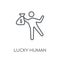 lucky human linear icon. Modern outline lucky human logo concept