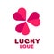 Lucky Love heart clover Red Pink logo concept design
