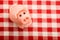 Lucky marzipan pig on tablecloth