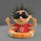 Lucky punk rocker has been saved by a floating life preserver, 3d illustration