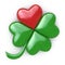 Lucky red, green heart Clover