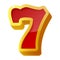 Lucky seven red sign, icon. Gambling casino, slot machine element. Winning 7 number, digit, numeral. Jackpot.
