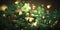 Lucky shamrocks with golden bokeh glitter. St. Patrick\\\'s Day background. Luck of the Irish. Four Leaf clover.