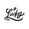 Lucky sign. Hand drawn motivation lettering phrase. Black ink. Vector illustration. Isolated on white background