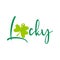 Lucky St. Patrick day green greetin with clover leaf decor. Feeling lucky Saint Patricks day clipart