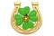 Lucky symbols golden horseshoe shamrock and ladybug isolated on