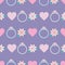 Lucky Symbols Light Purple Hearts, Flower, and Rings Seamless Pattern