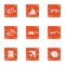 Lucre icons set, grunge style