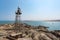 Luderitz city view from the Atlantic ocean, sunny day, diamond rocks. Namibia, Africa.