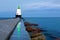 Ludington Pier Light Beacon Reflections in Ludington Michigan