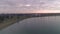 Ludosko lake in Serbia. Camera ascending fast. Dawn.