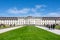 Ludwigsburg royal palace historic building in spring time with beautiful garden with flower and green grass and blue sky