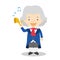 Ludwing van Beethoven cartoon character. Vector Illustration.