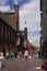 Luebeck, Germany - July 20, 2021 - The dark bricks of the Town Hall make a striking contrast to the traditional red-brick