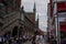 Luebeck, Germany - July 20, 2021 - The dark bricks of the Town Hall make a striking contrast to the traditional red-brick